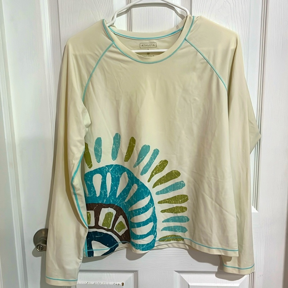 Athleta Rash Guard Rashguard - Blue Design / Size L - 2000’s - Nice!!